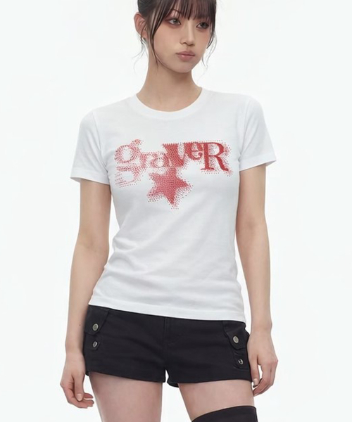 GRAVER（グレーバー）の「[ウーマン]STAR PIXELスリム半袖Tシャツ_2カラー（Tシャツ/カットソー・レディース・ホワイト/ブラック・ONE SIZE）」の6枚目の写真