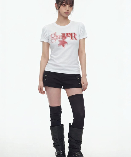 GRAVER（グレーバー）の「[ウーマン]STAR PIXELスリム半袖Tシャツ_2カラー（Tシャツ/カットソー・レディース・ホワイト/ブラック・ONE SIZE）」の10枚目の写真