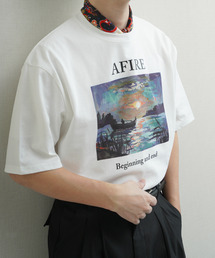 高密度編み 度詰め天竺 絵画 グラフィックプリント 半袖Tシャツ