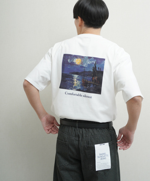 ZIP FIVE（ジップファイブ）の「高密度編み 度詰め天竺 絵画 グラフィックプリント 半袖Tシャツ（Tシャツ/カットソー・メンズ・ブラック系/ホワイト系1/ホワイト系/ブラック・LARGE/MEDIUM/X-LARGE）」の2枚目の写真