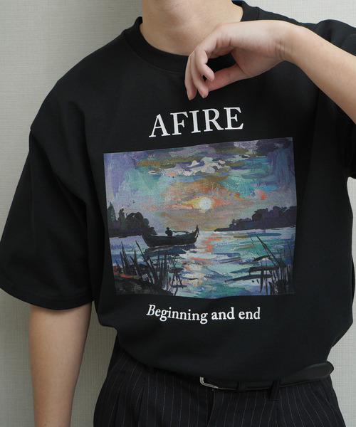 ZIP FIVE（ジップファイブ）の「高密度編み 度詰め天竺 絵画 グラフィックプリント 半袖Tシャツ（Tシャツ/カットソー・メンズ・ブラック系/ホワイト系1/ホワイト系/ブラック・LARGE/MEDIUM/X-LARGE）」の4枚目の写真
