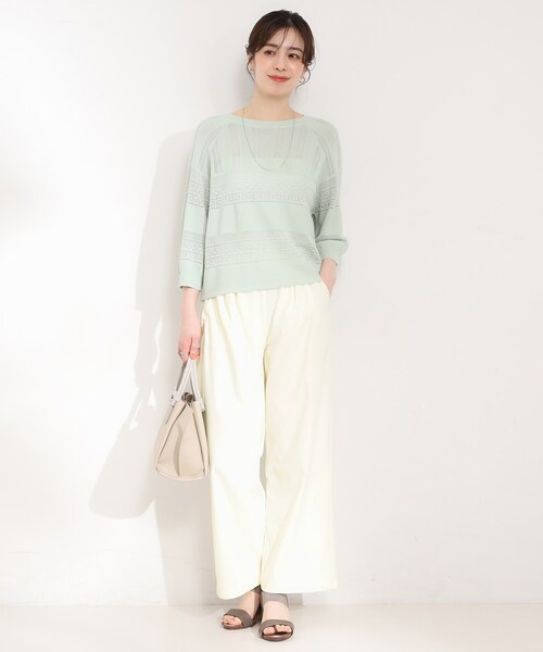 SHOO・LA・RUE(シューラルー)の「【洗濯機可/S-LL/体型カバー】ツータックできれいに魅せる 大人のワイドパンツ(その他パンツ・レディース・ネイビー/ベージュ/オフホワイト・04/03/02/01)」の15枚目の写真