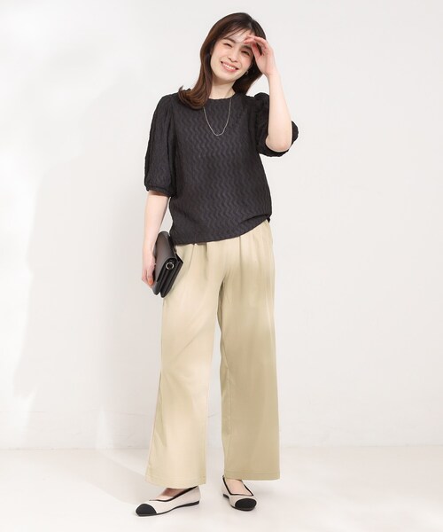 SHOO・LA・RUE(シューラルー)の「【洗濯機可/S-LL/体型カバー】ツータックできれいに魅せる 大人のワイドパンツ(その他パンツ・レディース・ネイビー/ベージュ/オフホワイト・04/03/02/01)」の11枚目の写真