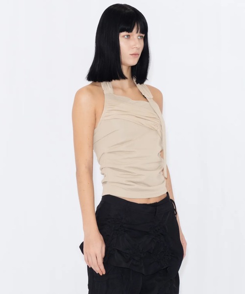 VIAVANDA(ヴィアヴァンダ)の「SHEER HALTERNECK TOP(タンクトップ・レディース・ピンク/ベージュ・FREE)」の11枚目の写真