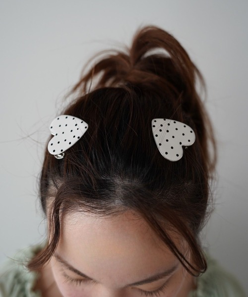 SANSeLF(サンセルフ)の「【SANSeLF】ドットハートヘアクリップ saa26s047(ヘアピン・レディース・ホワイト・FREE)」の3枚目の写真