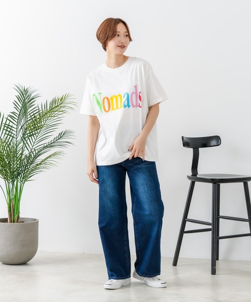 fort point(フォーポイント)の「【C-FORT POINT/フォートポイント】【綿100% ゆったりワイドシルエット】カラフルロゴプリント Tシャツ 韓国ファッション 部屋着 ワンマイル 春夏 ゆったり(Tシャツ/カットソー・レディース・アイボリー/ブラウン/チャコールグレー/杢グレー・FREE)」の8枚目の写真
