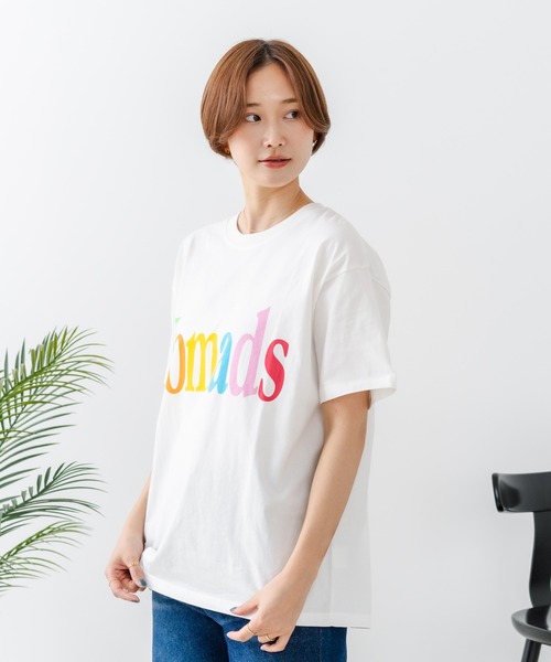 fort point(フォーポイント)の「【C-FORT POINT/フォートポイント】【綿100% ゆったりワイドシルエット】カラフルロゴプリント Tシャツ 韓国ファッション 部屋着 ワンマイル 春夏 ゆったり(Tシャツ/カットソー・レディース・アイボリー/ブラウン/チャコールグレー/杢グレー・FREE)」の13枚目の写真