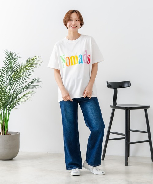 fort point(フォーポイント)の「【C-FORT POINT/フォートポイント】【綿100% ゆったりワイドシルエット】カラフルロゴプリント Tシャツ 韓国ファッション 部屋着 ワンマイル 春夏 ゆったり(Tシャツ/カットソー・レディース・アイボリー/ブラウン/チャコールグレー/杢グレー・FREE)」の5枚目の写真