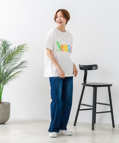 fort point(フォーポイント)の「【C-FORT POINT/フォートポイント】【綿100% ゆったりワイドシルエット】カラフルロゴプリント Tシャツ 韓国ファッション 部屋着 ワンマイル 春夏 ゆったり(Tシャツ/カットソー・レディース・アイボリー/ブラウン/チャコールグレー/杢グレー・FREE)」の6枚目の写真