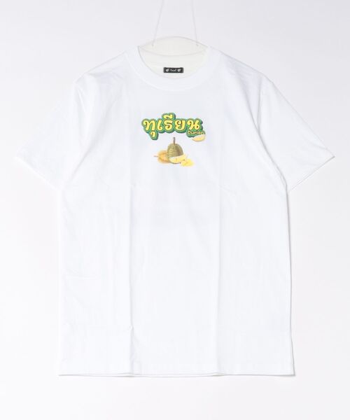 チャイハネ（チャイハネ）の「【チャイハネ】エスニックフード ドリアンメンズTシャツ（Tシャツ/カットソー・メンズ・ホワイト/ベージュ・FREE）」の2枚目の写真