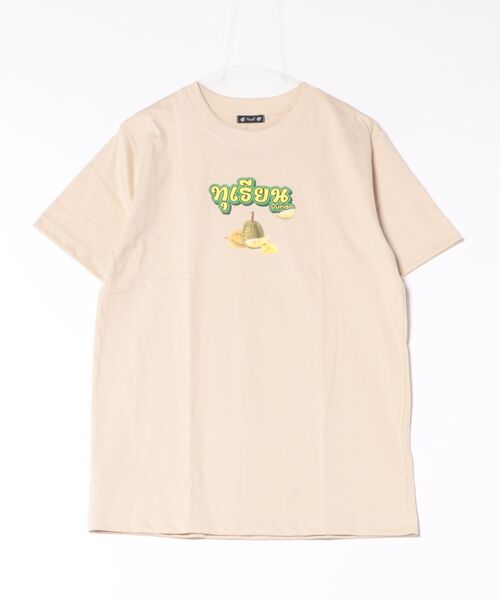 チャイハネ（チャイハネ）の「【チャイハネ】エスニックフード ドリアンメンズTシャツ（Tシャツ/カットソー・メンズ・ホワイト/ベージュ・FREE）」の5枚目の写真