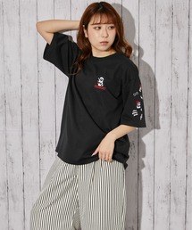 《ドッグ刺繍×袖刺繍デザイン》Tシャツ/ストリート/春夏秋/全3色