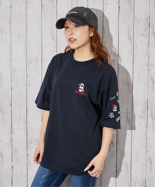 GORGE(ゴージ)の「《ドッグ刺繍×袖刺繍デザイン》Tシャツ/ストリート/春夏秋/全3色(Tシャツ/カットソー・レディース・ブラック/ホワイト/ネイビー・F)」の9枚目の写真