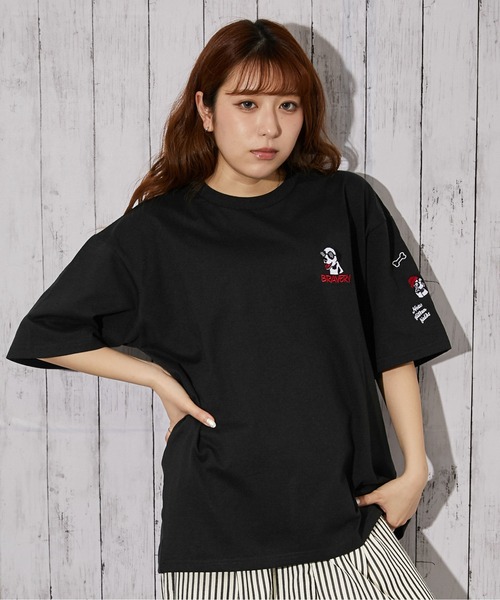 GORGE(ゴージ)の「《ドッグ刺繍×袖刺繍デザイン》Tシャツ/ストリート/春夏秋/全3色(Tシャツ/カットソー・レディース・ブラック/ホワイト/ネイビー・F)」の13枚目の写真