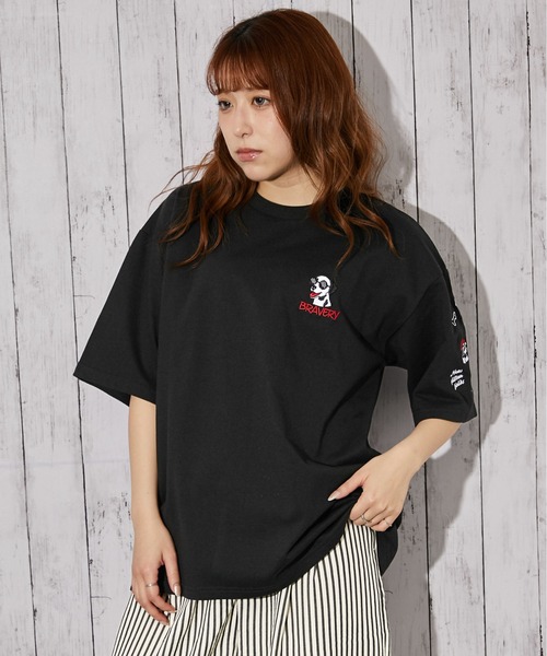 GORGE(ゴージ)の「《ドッグ刺繍×袖刺繍デザイン》Tシャツ/ストリート/春夏秋/全3色(Tシャツ/カットソー・レディース・ブラック/ホワイト/ネイビー・F)」の14枚目の写真