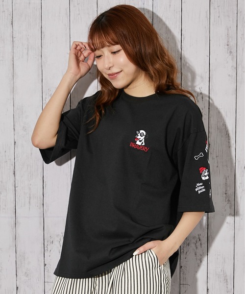 GORGE(ゴージ)の「《ドッグ刺繍×袖刺繍デザイン》Tシャツ/ストリート/春夏秋/全3色(Tシャツ/カットソー・レディース・ブラック/ホワイト/ネイビー・F)」の15枚目の写真