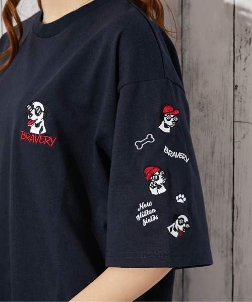 GORGE(ゴージ)の「《ドッグ刺繍×袖刺繍デザイン》Tシャツ/ストリート/春夏秋/全3色(Tシャツ/カットソー・レディース・ブラック/ホワイト/ネイビー・F)」の20枚目の写真