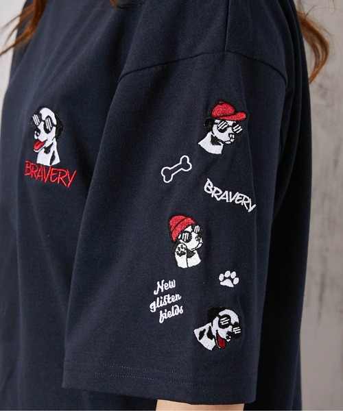 GORGE(ゴージ)の「《ドッグ刺繍×袖刺繍デザイン》Tシャツ/ストリート/春夏秋/全3色(Tシャツ/カットソー・レディース・ブラック/ホワイト/ネイビー・F)」の21枚目の写真