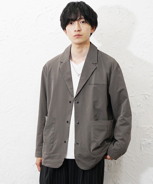 MinoriTY(マイノリティ)の「【MinoriTY】 2WAYストレッチポリサッカーオーバーサイズ3Bジャケット メンズ UVカット 速乾 家庭洗濯可能 春服(テーラードジャケット・メンズ・グレー/ブラック/ブラウン・L/M)」の3枚目の写真