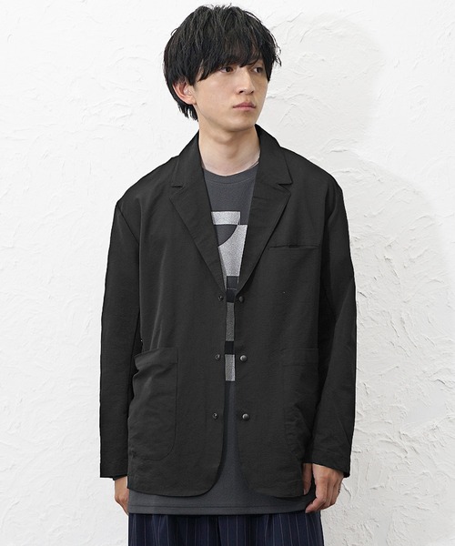 MinoriTY(マイノリティ)の「【MinoriTY】 2WAYストレッチポリサッカーオーバーサイズ3Bジャケット メンズ UVカット 速乾 家庭洗濯可能 春服(テーラードジャケット・メンズ・グレー/ブラック/ブラウン・L/M)」の4枚目の写真