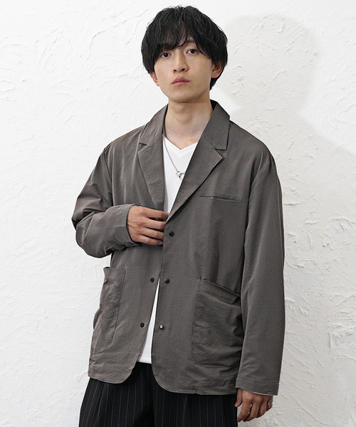 MinoriTY(マイノリティ)の「【MinoriTY】 2WAYストレッチポリサッカーオーバーサイズ3Bジャケット メンズ UVカット 速乾 家庭洗濯可能 春服(テーラードジャケット・メンズ・グレー/ブラック/ブラウン・L/M)」の8枚目の写真