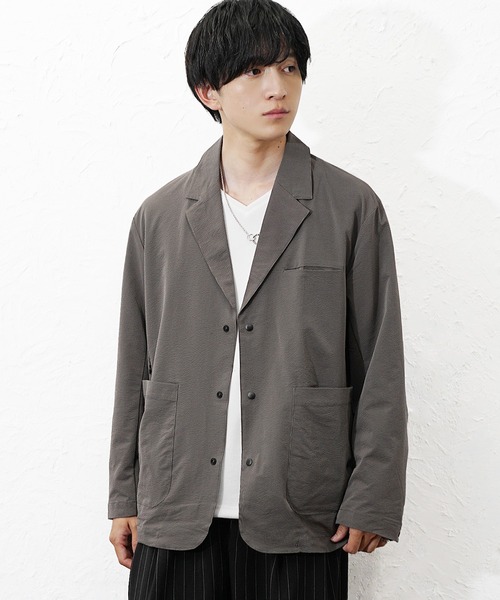 MinoriTY(マイノリティ)の「【MinoriTY】 2WAYストレッチポリサッカーオーバーサイズ3Bジャケット メンズ UVカット 速乾 家庭洗濯可能 春服(テーラードジャケット・メンズ・グレー/ブラック/ブラウン・L/M)」の10枚目の写真