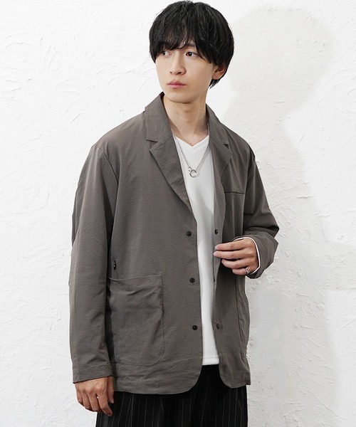 MinoriTY(マイノリティ)の「【MinoriTY】 2WAYストレッチポリサッカーオーバーサイズ3Bジャケット メンズ UVカット 速乾 家庭洗濯可能 春服(テーラードジャケット・メンズ・グレー/ブラック/ブラウン・L/M)」の11枚目の写真