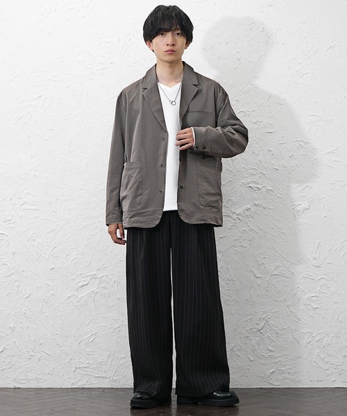 MinoriTY(マイノリティ)の「【MinoriTY】 2WAYストレッチポリサッカーオーバーサイズ3Bジャケット メンズ UVカット 速乾 家庭洗濯可能 春服(テーラードジャケット・メンズ・グレー/ブラック/ブラウン・L/M)」の12枚目の写真