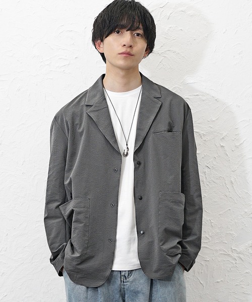 MinoriTY(マイノリティ)の「【MinoriTY】 2WAYストレッチポリサッカーオーバーサイズ3Bジャケット メンズ UVカット 速乾 家庭洗濯可能 春服(テーラードジャケット・メンズ・グレー/ブラック/ブラウン・L/M)」の13枚目の写真