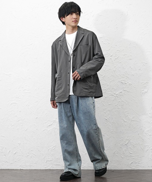 MinoriTY(マイノリティ)の「【MinoriTY】 2WAYストレッチポリサッカーオーバーサイズ3Bジャケット メンズ UVカット 速乾 家庭洗濯可能 春服(テーラードジャケット・メンズ・グレー/ブラック/ブラウン・L/M)」の16枚目の写真