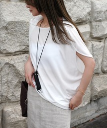 asymmetry tuck sleeve loose tops /アシンメトリータックスリーブルーズトップス