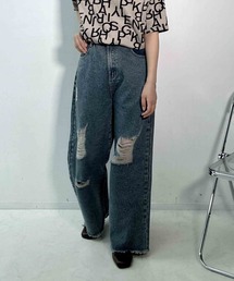 AS KNOW AS plus | 〇ダメージ加工 ルーズストレート デニムパンツ(デニムパンツ)