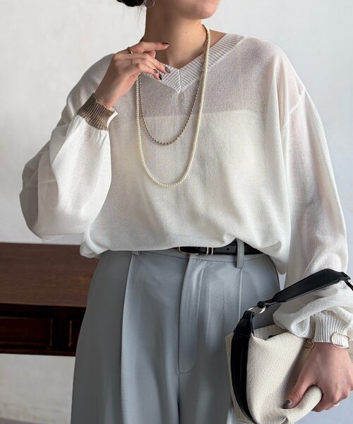 Chez toi（シェトワ）の「UV加工2WAYZIPカーディガン（カーディガン/ボレロ・レディース・オフホワイト/チャコールグレー/ネイビー・FREE）」の5枚目の写真