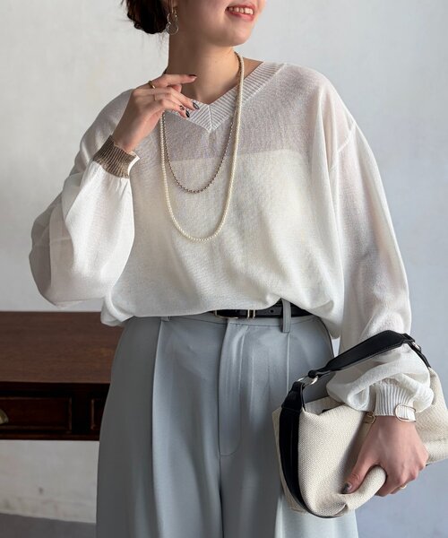 Chez toi（シェトワ）の「UV加工2WAYZIPカーディガン（カーディガン/ボレロ・レディース・オフホワイト/チャコールグレー/ネイビー・FREE）」の4枚目の写真