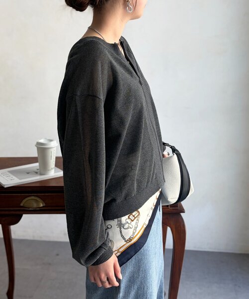Chez toi（シェトワ）の「UV加工2WAYZIPカーディガン（カーディガン/ボレロ・レディース・オフホワイト/チャコールグレー/ネイビー・FREE）」の19枚目の写真