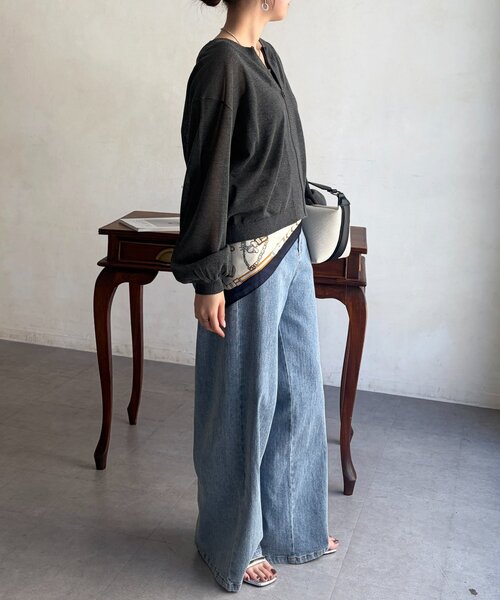 Chez toi（シェトワ）の「UV加工2WAYZIPカーディガン（カーディガン/ボレロ・レディース・オフホワイト/チャコールグレー/ネイビー・FREE）」の15枚目の写真