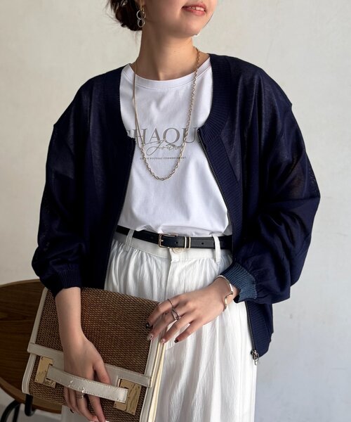 Chez toi（シェトワ）の「UV加工2WAYZIPカーディガン（カーディガン/ボレロ・レディース・オフホワイト/チャコールグレー/ネイビー・FREE）」の12枚目の写真