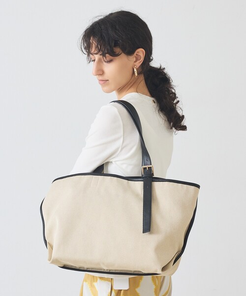LOWELL things(ロウェル シングス)の「Linea/A4キャンバストート(トートバッグ・レディース・ホワイト/ブラック・フリー)」の22枚目の写真