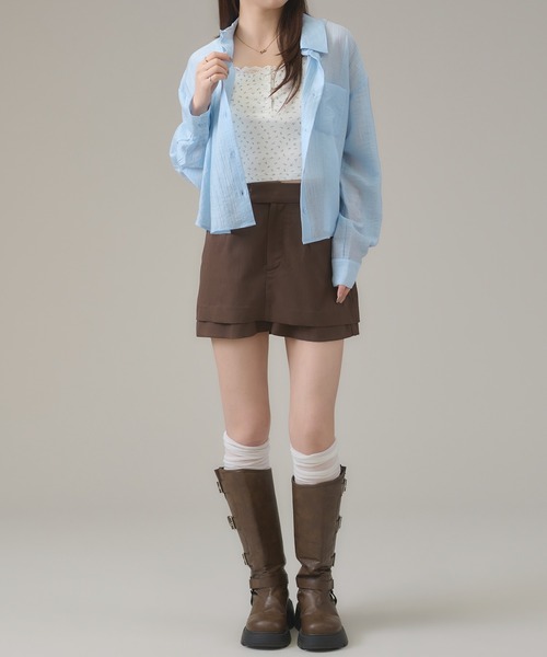 apres jour mignon（アプレジュールミニョン）の「シアー楊柳ブラウス（シャツ/ブラウス・レディース・ブルー/オフホワイト/ピンク/イエロー・LARGE/フリー）」の6枚目の写真