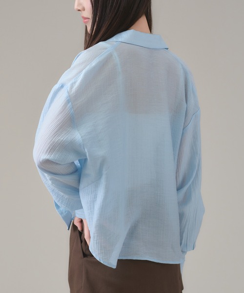 apres jour mignon（アプレジュールミニョン）の「シアー楊柳ブラウス（シャツ/ブラウス・レディース・ブルー/オフホワイト/ピンク/イエロー・LARGE/フリー）」の19枚目の写真