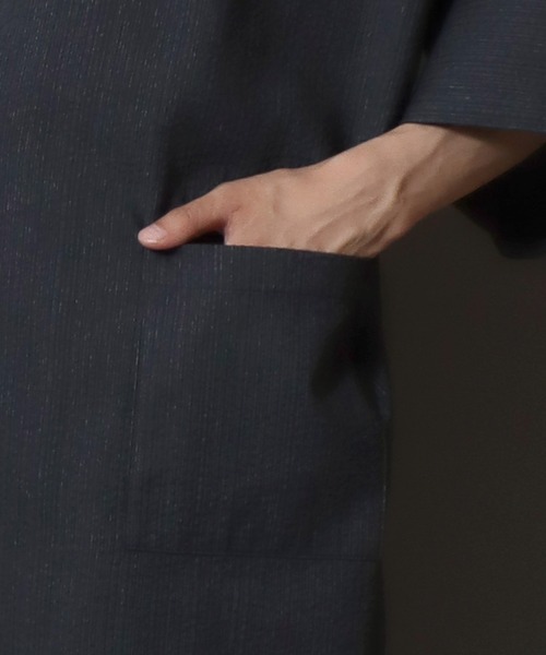 ANPAS（アンパス）の「Men’s JINBEI Set / 甚平 メンズ 羽織り 和装 浴衣 夏 ルームウェア ワンマイル 父の日 ギフト プレゼント 部屋着 セットアップ（浴衣・メンズ・ネイビー系1/ブラック系2/グレー系2/ブラック系1/ブラック系3/グレー系1・M/L/LL）」の21枚目の写真