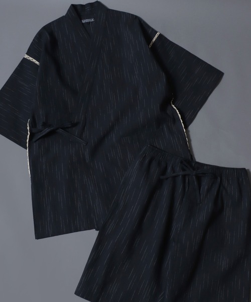 ANPAS（アンパス）の「Men’s JINBEI Set / 甚平 メンズ 羽織り 和装 浴衣 夏 ルームウェア ワンマイル 父の日 ギフト プレゼント 部屋着 セットアップ（浴衣・メンズ・ネイビー系1/ブラック系2/グレー系2/ブラック系1/ブラック系3/グレー系1・M/L/LL）」の10枚目の写真