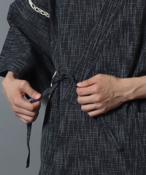 ANPAS（アンパス）の「Men’s JINBEI Set / 甚平 メンズ 羽織り 和装 浴衣 夏 ルームウェア ワンマイル 父の日 ギフト プレゼント 部屋着 セットアップ（浴衣・メンズ・ネイビー系1/ブラック系2/グレー系2/ブラック系1/ブラック系3/グレー系1・M/L/LL）」の19枚目の写真