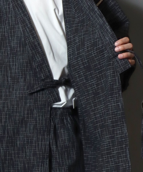 ANPAS（アンパス）の「Men’s JINBEI Set / 甚平 メンズ 羽織り 和装 浴衣 夏 ルームウェア ワンマイル 父の日 ギフト プレゼント 部屋着 セットアップ（浴衣・メンズ・ネイビー系1/ブラック系2/グレー系2/ブラック系1/ブラック系3/グレー系1・M/L/LL）」の20枚目の写真