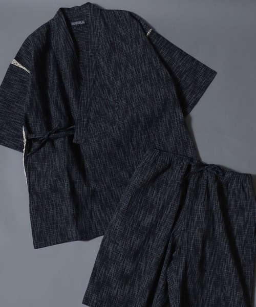 ANPAS（アンパス）の「Men’s JINBEI Set / 甚平 メンズ 羽織り 和装 浴衣 夏 ルームウェア ワンマイル 父の日 ギフト プレゼント 部屋着 セットアップ（浴衣・メンズ・ネイビー系1/ブラック系2/グレー系2/ブラック系1/ブラック系3/グレー系1・M/L/LL）」の14枚目の写真