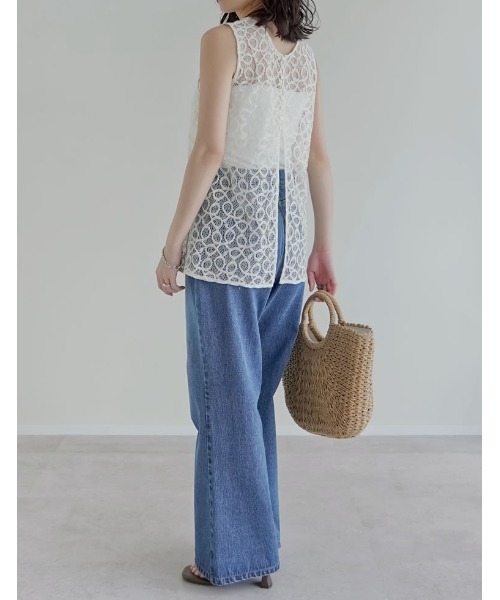 Re:EDIT（リエディ）の「[2026 SUMMER COLLECTION]前後2WAYコードラッセルレースノースリーブトップス（タンクトップ・レディース・ブラック/アイボリー・MEDIUM/LARGE）」の17枚目の写真