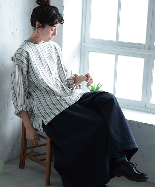わがまま別注」ストライプなリネンTee（シャツ/ブラウス）｜soulberry 