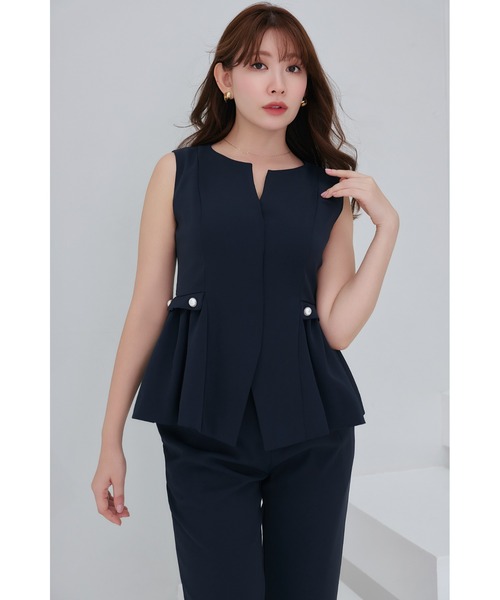 Her lip to（ハーリップトゥー）の「Pearl Button Flap Set-Up（セットアップ・レディース・ネイビー/ホワイト系・M/S）」の5枚目の写真