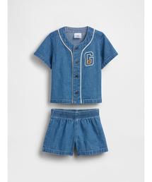 GAP（ギャップ）の「デニム バーシティスタイル コーデセット (ベビー)（セットアップ）」
