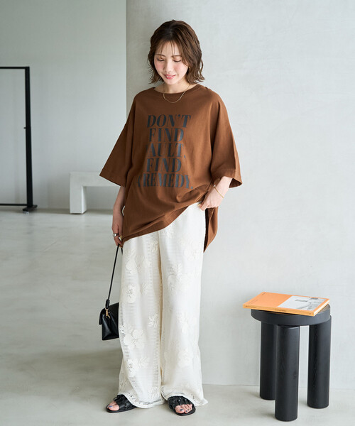 FREAK'S STORE(フリークスストア)の「限定展開 フラワー メッシュ ルーズ パンツ(その他パンツ・レディース・ブラック/オフホワイト・SMALL/MEDIUM)」の9枚目の写真